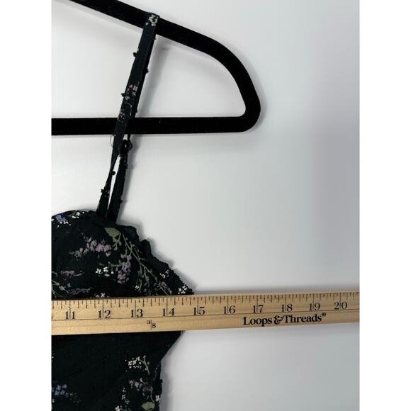 Vintage Y2K Forever 21 Floral Babydoll Dress Black Empire Waist Sz S Dark Fairy - Picture 4 of 9